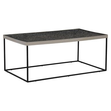 Silver Metal Rectangular Top Coffee Table with Black Interconnected Legs, Akola - Joe’s Haven
