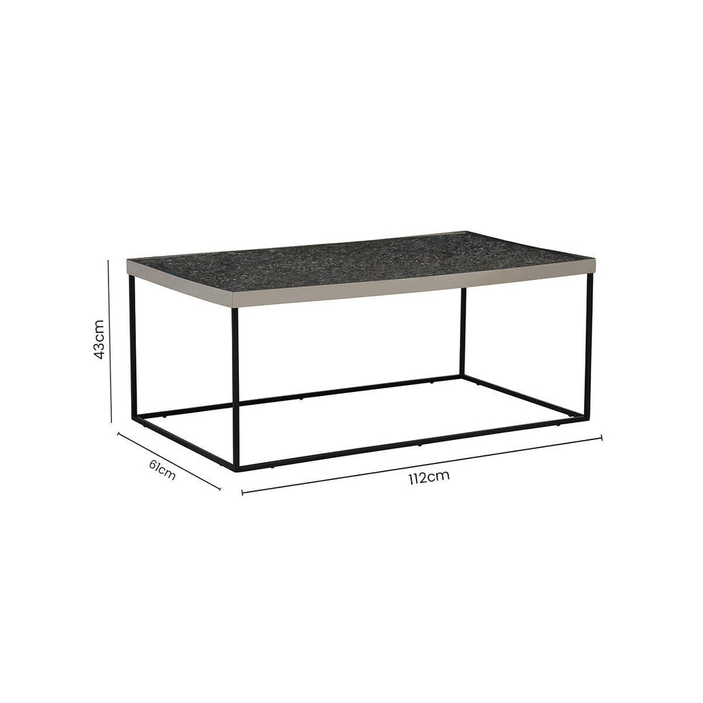 Silver Metal Rectangular Top Coffee Table with Black Interconnected Legs, Akola - Joe’s Haven