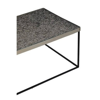 Silver Metal Rectangular Top Coffee Table with Black Interconnected Legs, Akola - Joe’s Haven