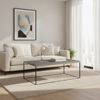 Silver Metal Rectangular Top Coffee Table with Black Interconnected Legs, Akola - Joe’s Haven