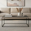 Silver Metal Rectangular Top Coffee Table with Black Interconnected Legs, Akola - Joe’s Haven