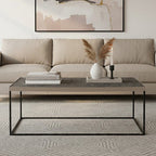 Silver Metal Rectangular Top Coffee Table with Black Interconnected Legs, Akola - Joe’s Haven
