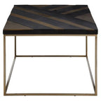 Aris Black and Gold Striped Acacia wood Coffee Table with Interconnected Metal Legs, Aris - Joe’s Haven