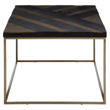 Aris Black and Gold Striped Acacia wood Coffee Table with Interconnected Metal Legs, Aris - Joe’s Haven