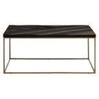 Aris Black and Gold Striped Acacia wood Coffee Table with Interconnected Metal Legs, Aris - Joe’s Haven