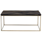 Aris Black and Gold Striped Acacia wood Coffee Table with Interconnected Metal Legs, Aris - Joe’s Haven
