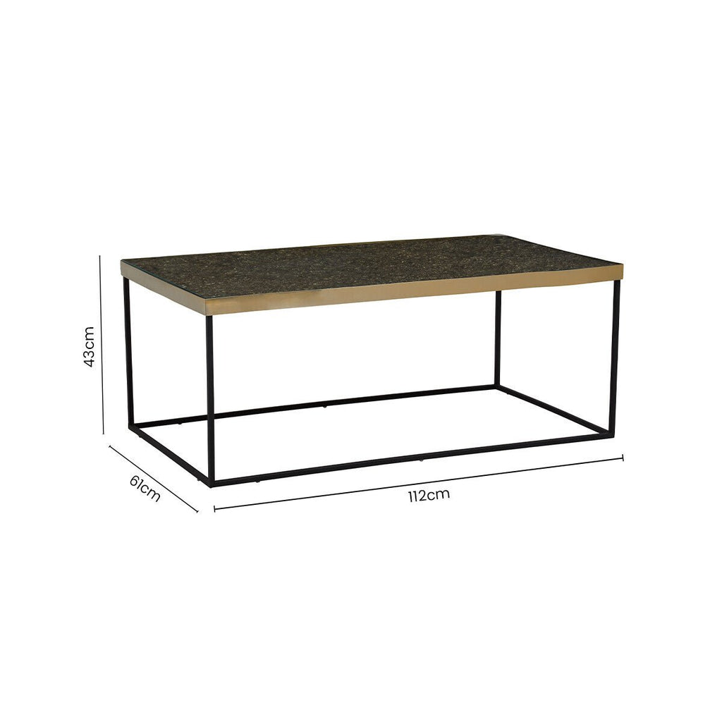 Aris Black and Gold Striped Acacia wood Coffee Table with Interconnected Metal Legs, Aris - Joe’s Haven