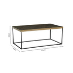 Aris Black and Gold Striped Acacia wood Coffee Table with Interconnected Metal Legs, Aris - Joe’s Haven