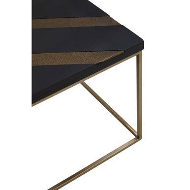 Aris Black and Gold Striped Acacia wood Coffee Table with Interconnected Metal Legs, Aris - Joe’s Haven
