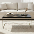 Aris Black and Gold Striped Acacia wood Coffee Table with Interconnected Metal Legs, Aris - Joe’s Haven