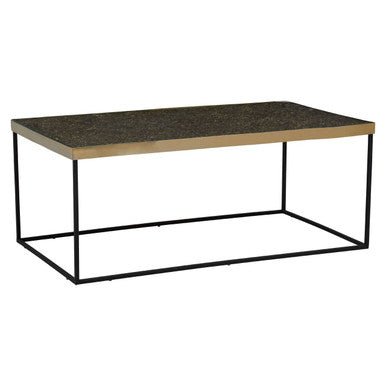 Gold Finish Coffee Table with Black Metal Interconnected Legs, Akola - Joe’s Haven
