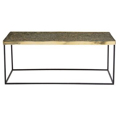 Gold Finish Coffee Table with Black Metal Interconnected Legs, Akola - Joe’s Haven