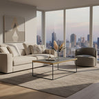 Gold Finish Coffee Table with Black Metal Interconnected Legs, Akola - Joe’s Haven