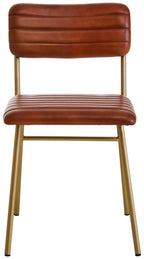Buffalo Tan Leather Dining Chair With Gold Finish Frame - Joe’s Haven