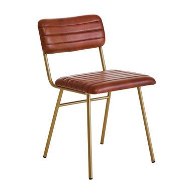 Buffalo Tan Leather Dining Chair With Gold Finish Frame - Joe’s Haven