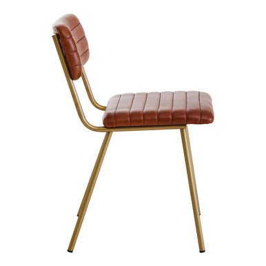 Buffalo Tan Leather Dining Chair With Gold Finish Frame - Joe’s Haven