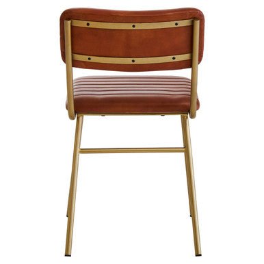 Buffalo Tan Leather Dining Chair With Gold Finish Frame - Joe’s Haven