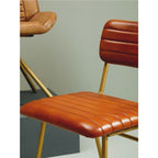 Buffalo Tan Leather Dining Chair With Gold Finish Frame - Joe’s Haven