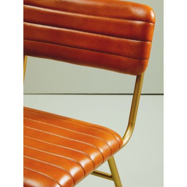 Buffalo Tan Leather Dining Chair With Gold Finish Frame - Joe’s Haven