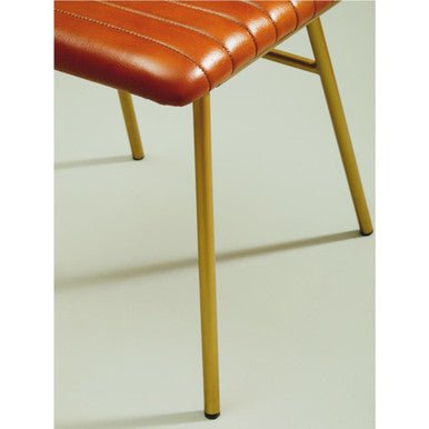 Buffalo Tan Leather Dining Chair With Gold Finish Frame - Joe’s Haven