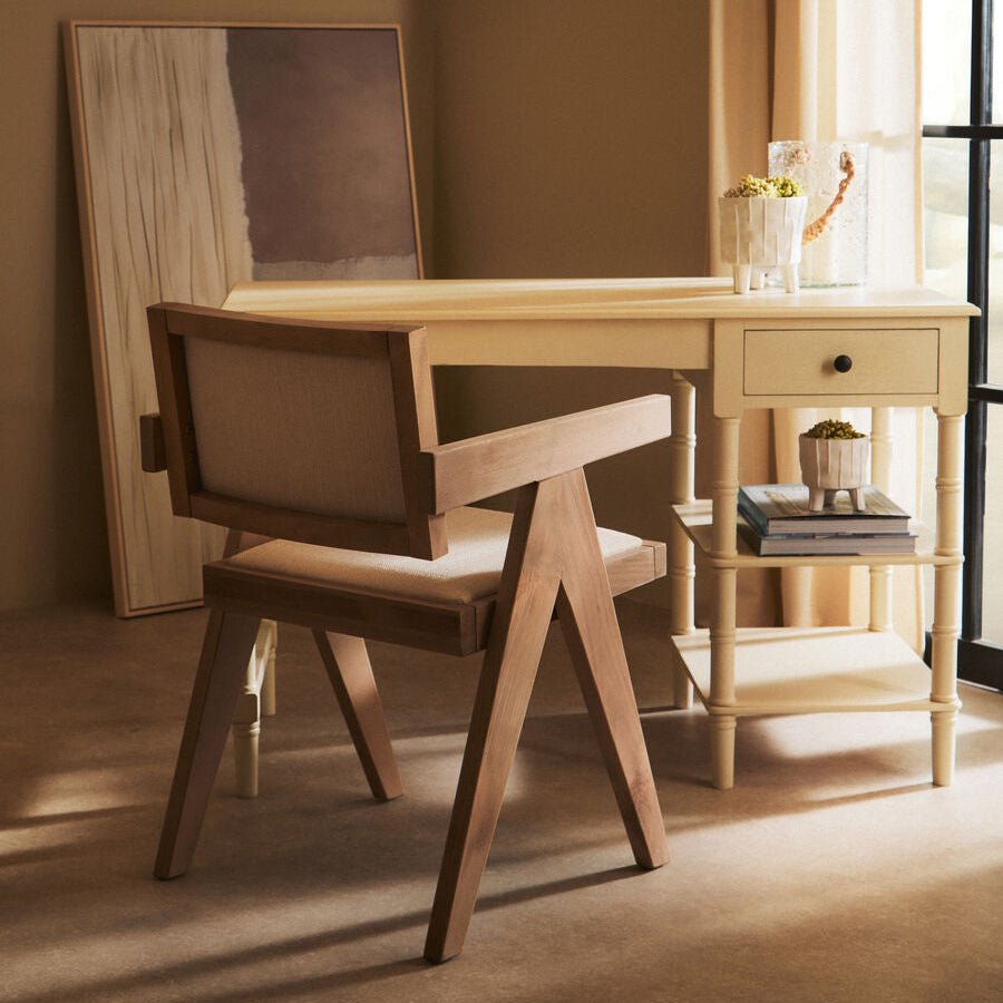 Cebu Ivory Fabric and Grey Wash Beech Wood Dining Chair - Joe’s Haven