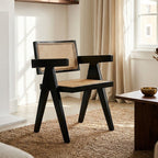 Cebu Natural Cane and Black Beech Wood Dining Chair - Joe’s Haven