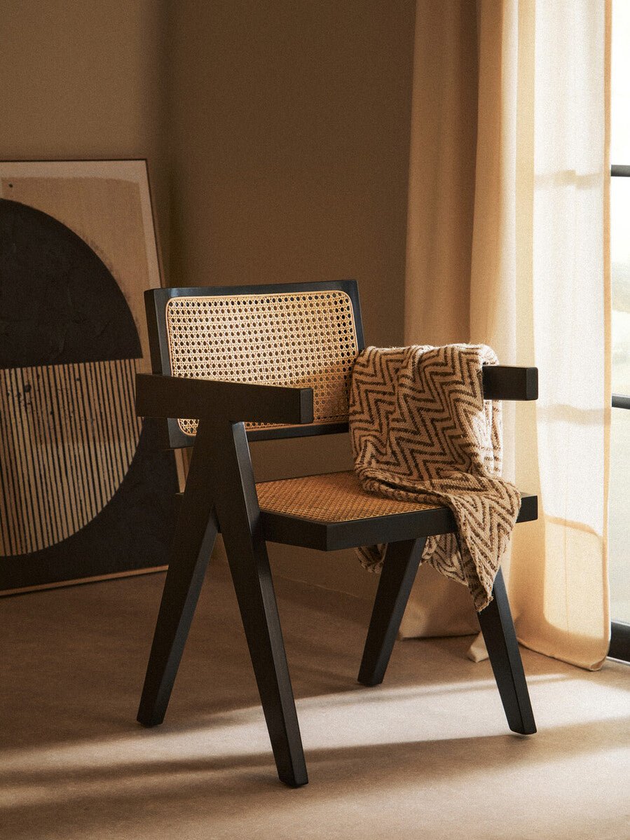 Cebu Natural Cane and Black Beech Wood Dining Chair - Joe’s Haven