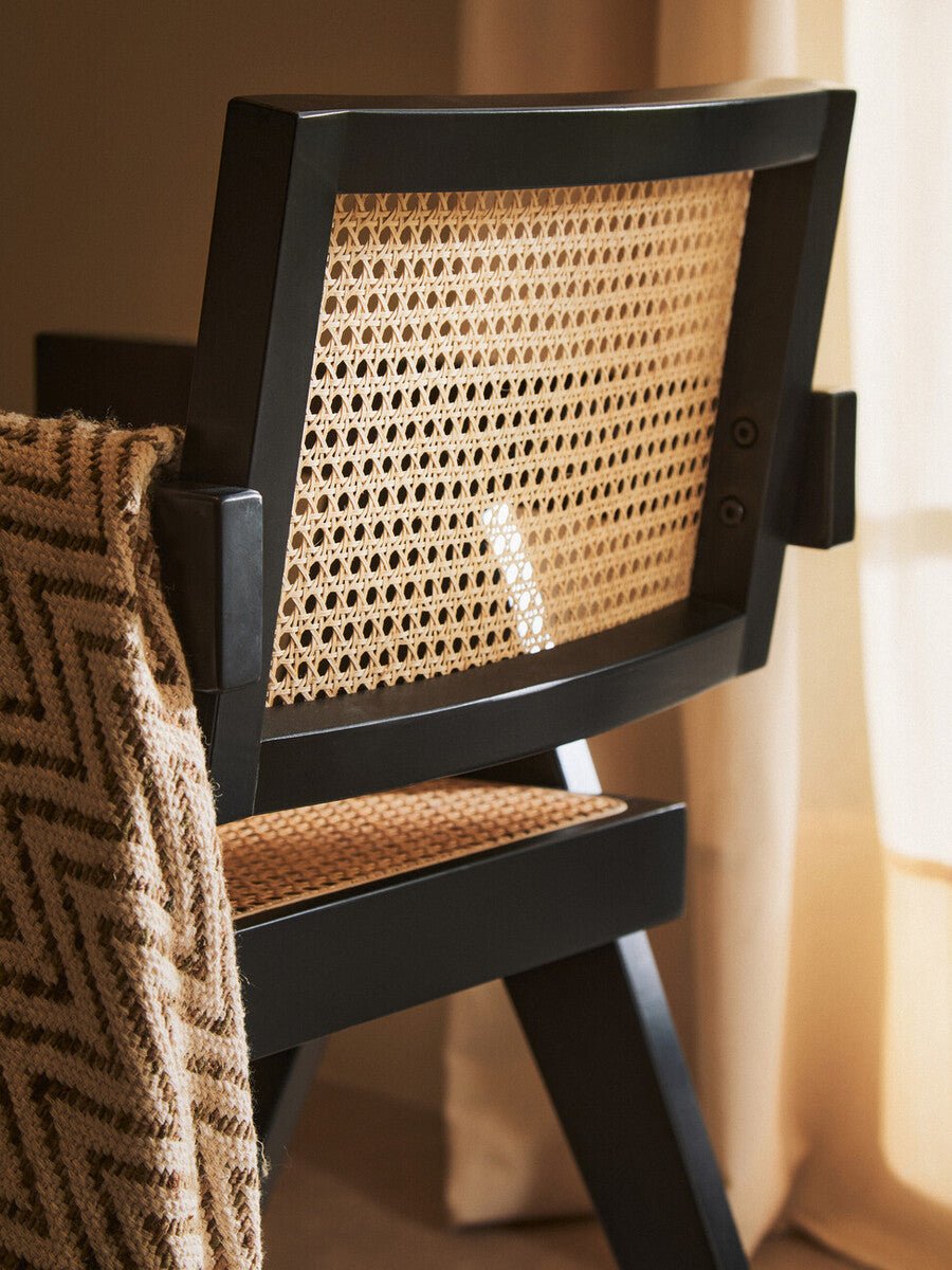 Cebu Natural Cane and Black Beech Wood Dining Chair - Joe’s Haven