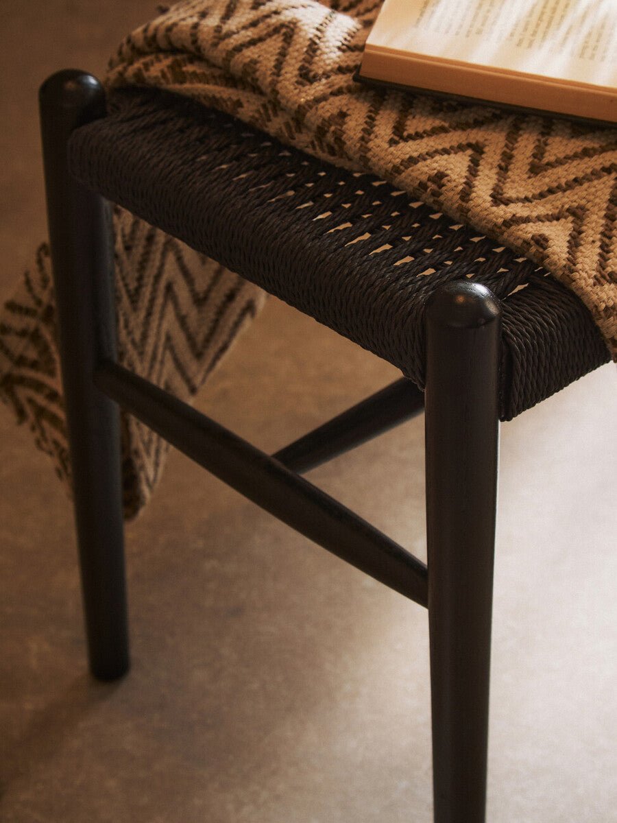 Cebu Black Rope and Elm Wood Bench - Joe’s Haven