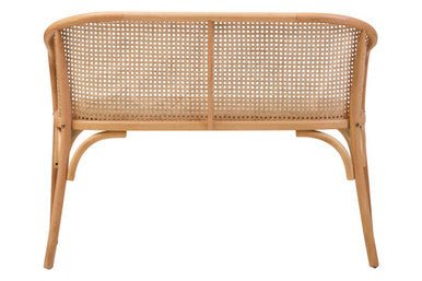 Cebu Natural Cane and Beech Wood Bench with Backrest - Joe’s Haven
