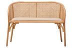 Cebu Natural Cane and Beech Wood Bench with Backrest - Joe’s Haven