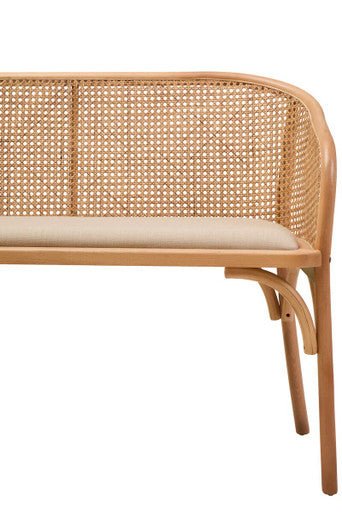 Cebu Natural Cane and Beech Wood Bench with Backrest - Joe’s Haven