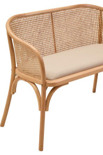 Cebu Natural Cane and Beech Wood Bench with Backrest - Joe’s Haven