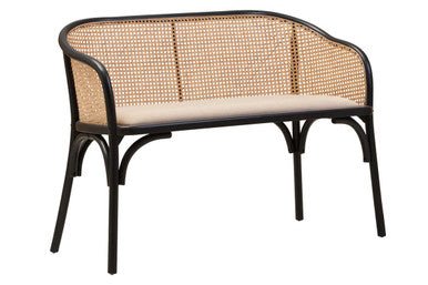 Cebu Natural Cane Bench with Black Beech Wood Frame - Joe’s Haven
