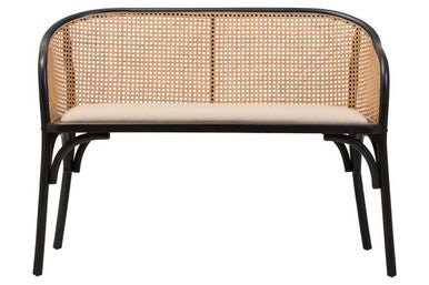 Cebu Natural Cane Bench with Black Beech Wood Frame - Joe’s Haven