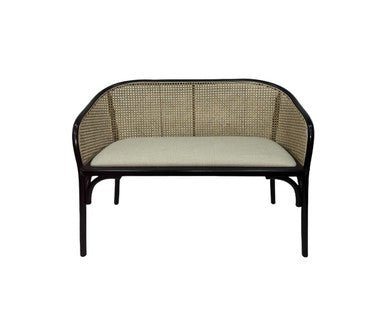 Cebu Natural Cane Bench with Black Beech Wood Frame - Joe’s Haven