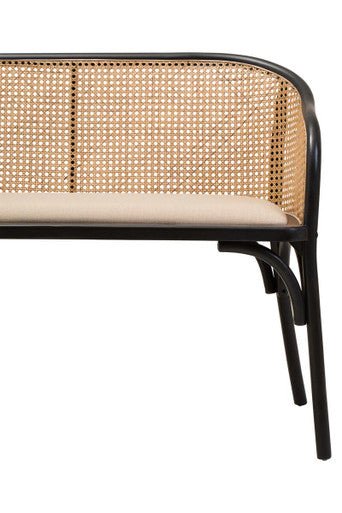Cebu Natural Cane Bench with Black Beech Wood Frame - Joe’s Haven