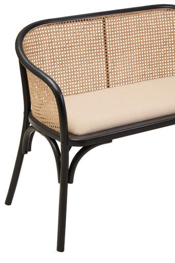 Cebu Natural Cane Bench with Black Beech Wood Frame - Joe’s Haven