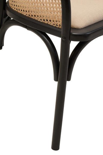 Cebu Natural Cane Bench with Black Beech Wood Frame - Joe’s Haven