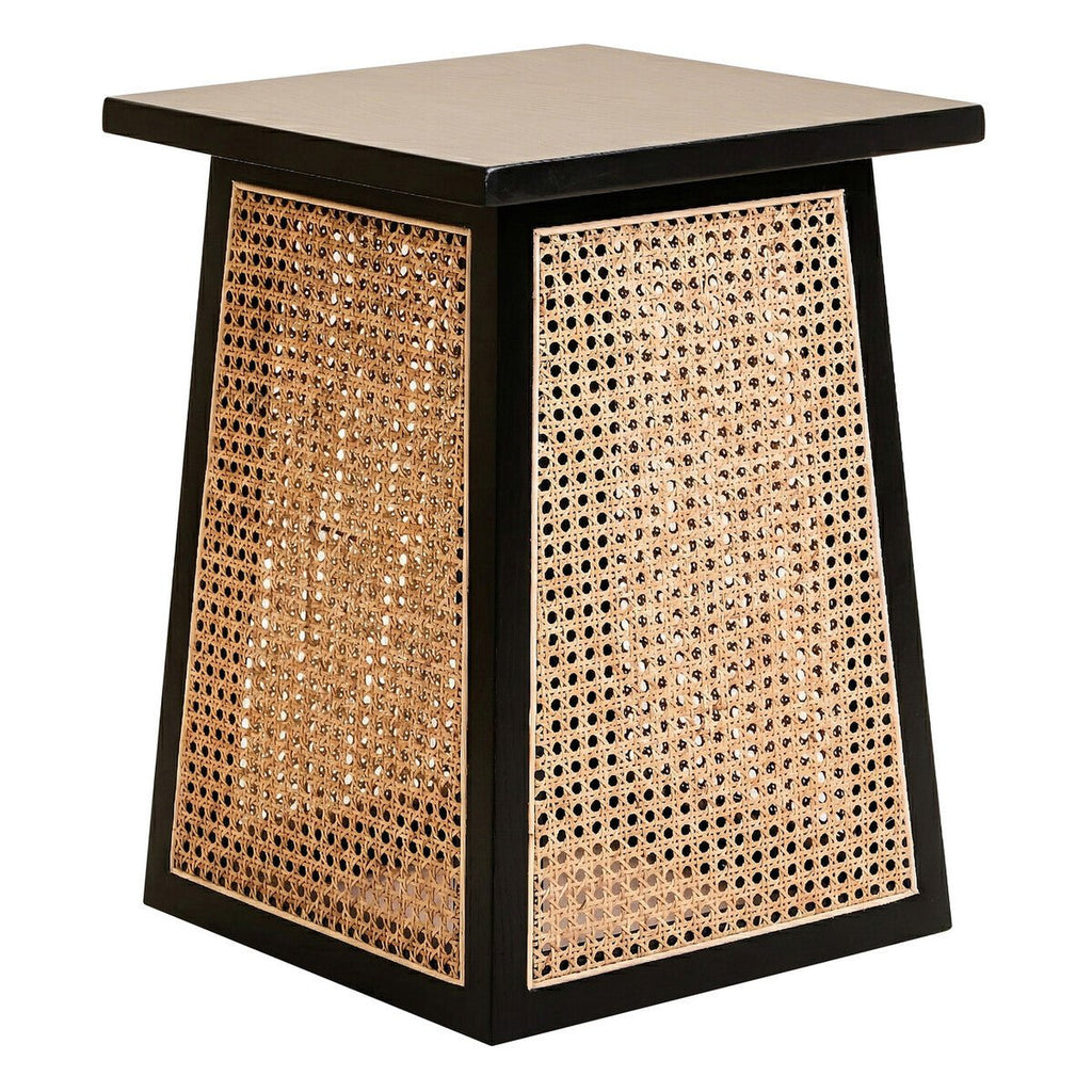 Cebu Natural Cane and Black Elm Wood Side Table - Joe’s Haven
