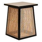 Cebu Natural Cane and Black Elm Wood Side Table - Joe’s Haven