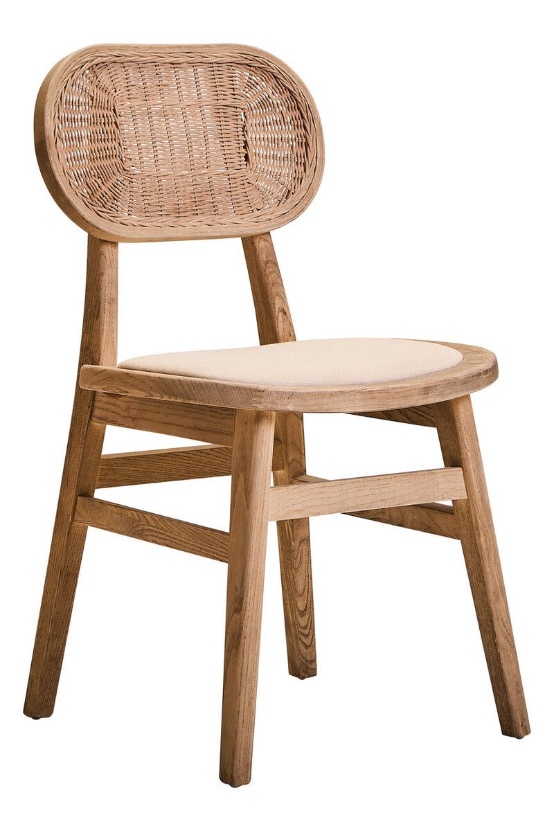 Cebu Beige Fabric and Grey Wash Elm Wood Dining Chair - Joe’s Haven