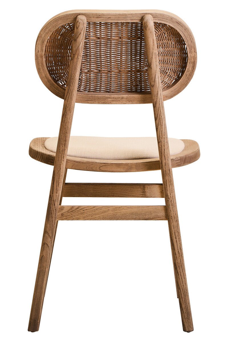Cebu Beige Fabric and Grey Wash Elm Wood Dining Chair - Joe’s Haven