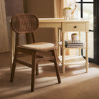 Cebu Beige Fabric and Grey Wash Elm Wood Dining Chair - Joe’s Haven