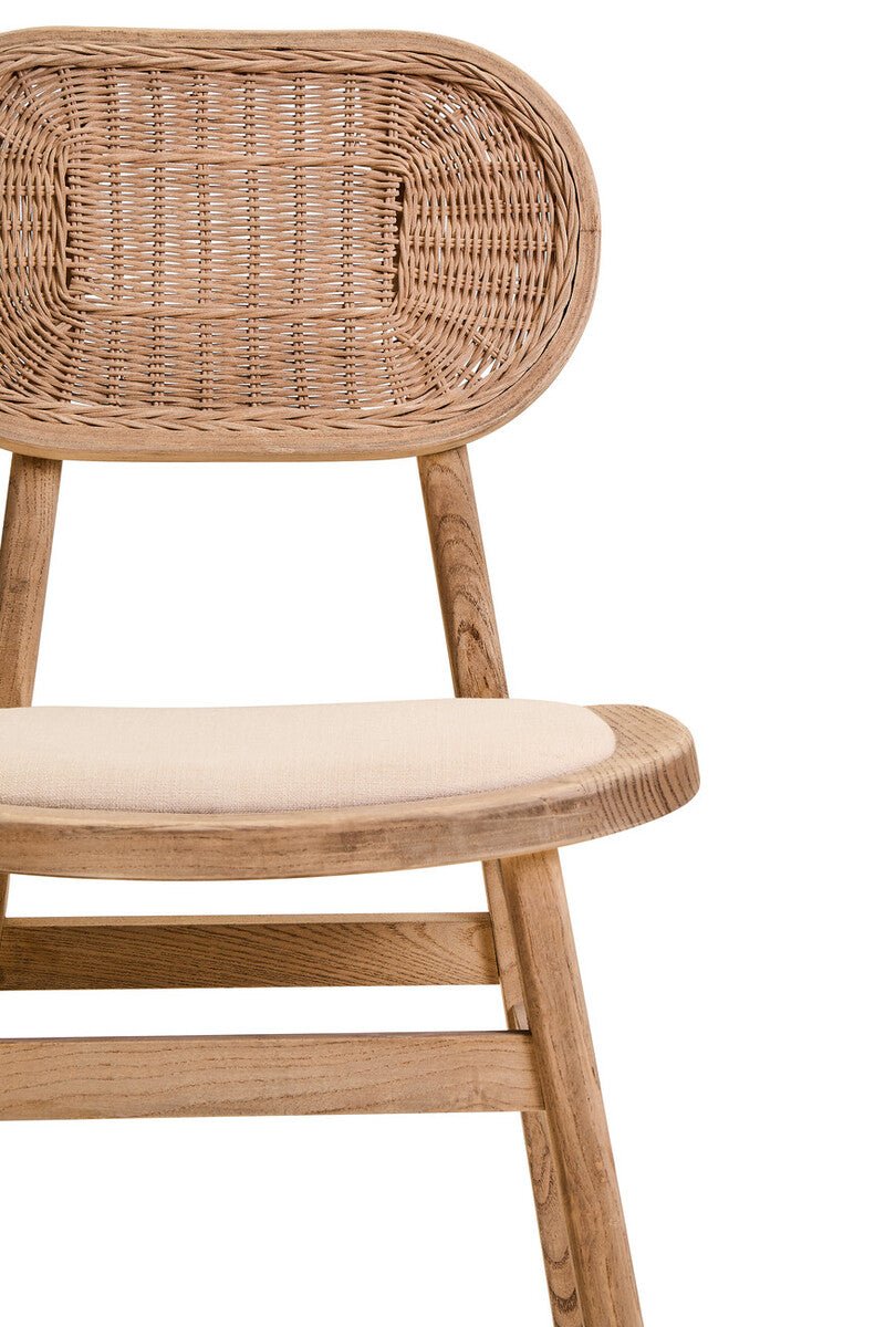 Cebu Beige Fabric and Grey Wash Elm Wood Dining Chair - Joe’s Haven