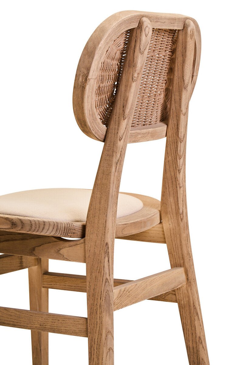Cebu Beige Fabric and Grey Wash Elm Wood Dining Chair - Joe’s Haven
