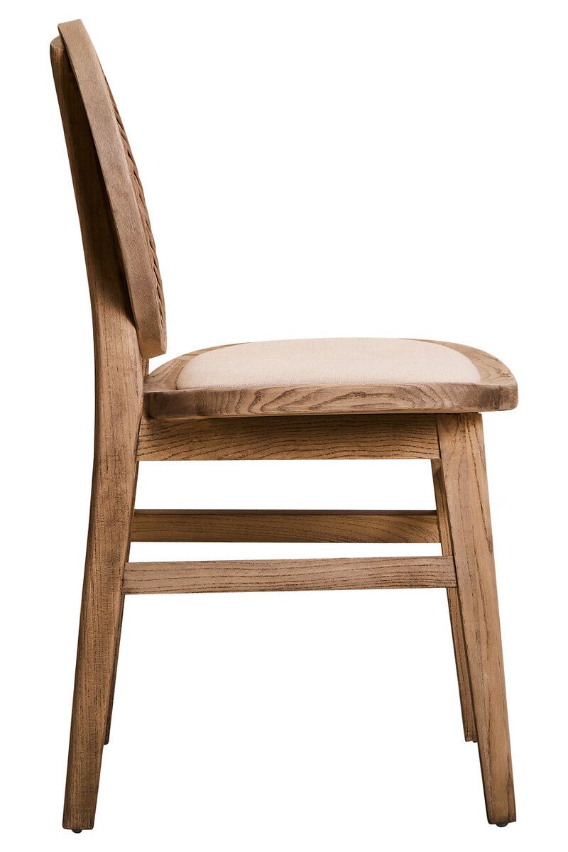 Cebu Beige Fabric and White Wash Elm Wood Dining Chair - Joe’s Haven