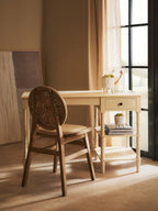 Cebu Beige Fabric and White Wash Elm Wood Dining Chair - Joe’s Haven