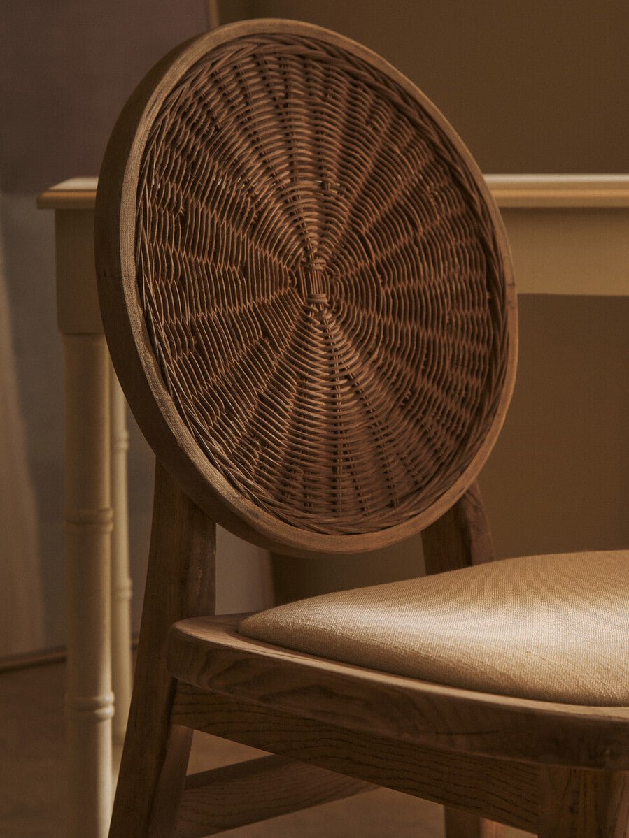 Cebu Beige Fabric and White Wash Elm Wood Dining Chair - Joe’s Haven