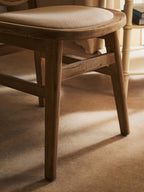 Cebu Beige Fabric and White Wash Elm Wood Dining Chair - Joe’s Haven